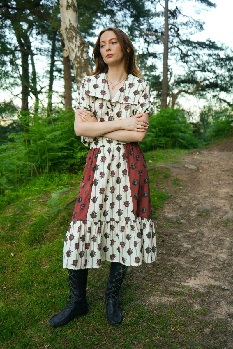 Rhiannon Midi Skirt in Ticking Dragon Cameo Print - Olivia Annabelle - original_value - medieval - historical