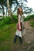Load image into Gallery viewer, Rhiannon Midi Skirt in Ticking Dragon Cameo Print - Olivia Annabelle - original_value - medieval - historical
