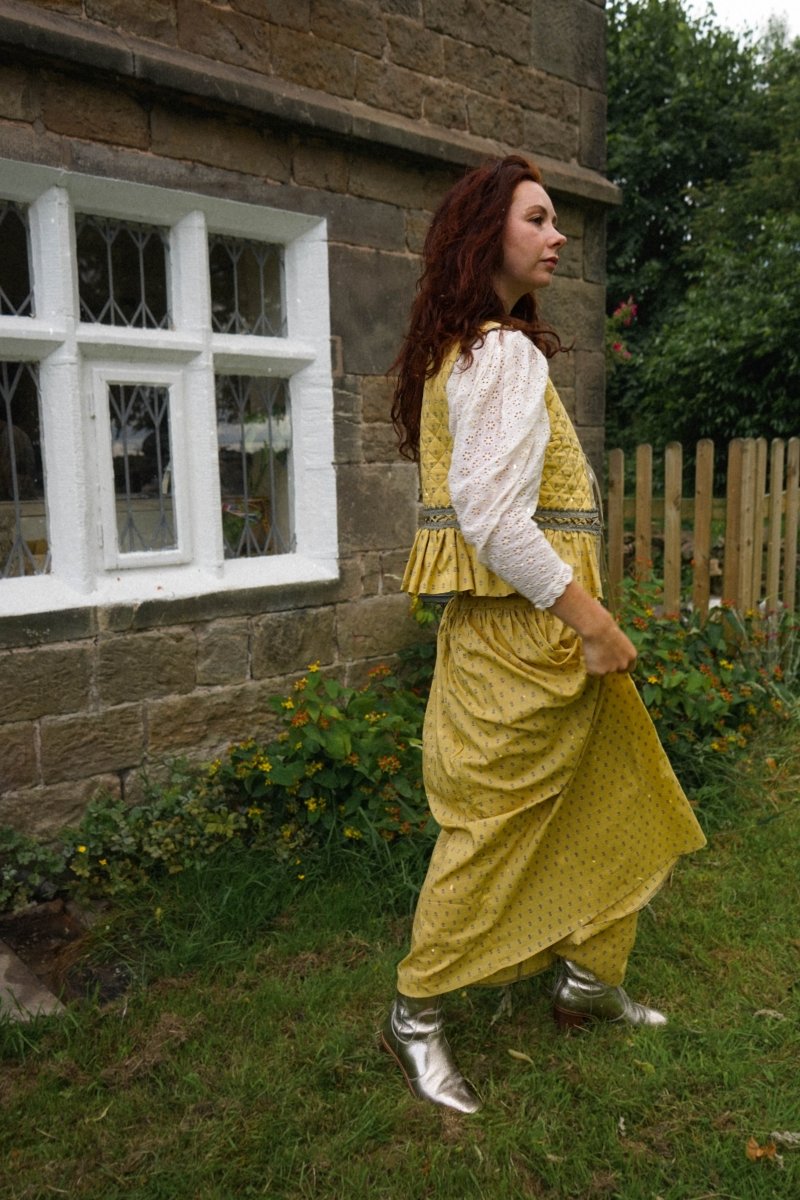 Seren Skirt in Golden Flower Print - Olivia Annabelle - original_value - medieval - historical