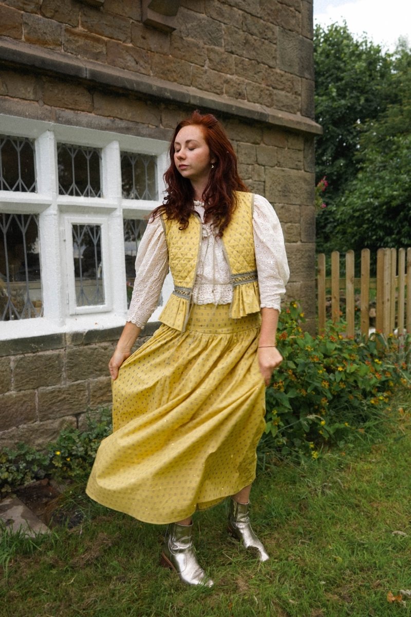 Seren Skirt in Golden Flower Print - Olivia Annabelle - original_value - medieval - historical