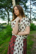 Load image into Gallery viewer, Uthyr Blouse in Ticking Dragon Cameo Print - Olivia Annabelle - original_value - medieval - historical
