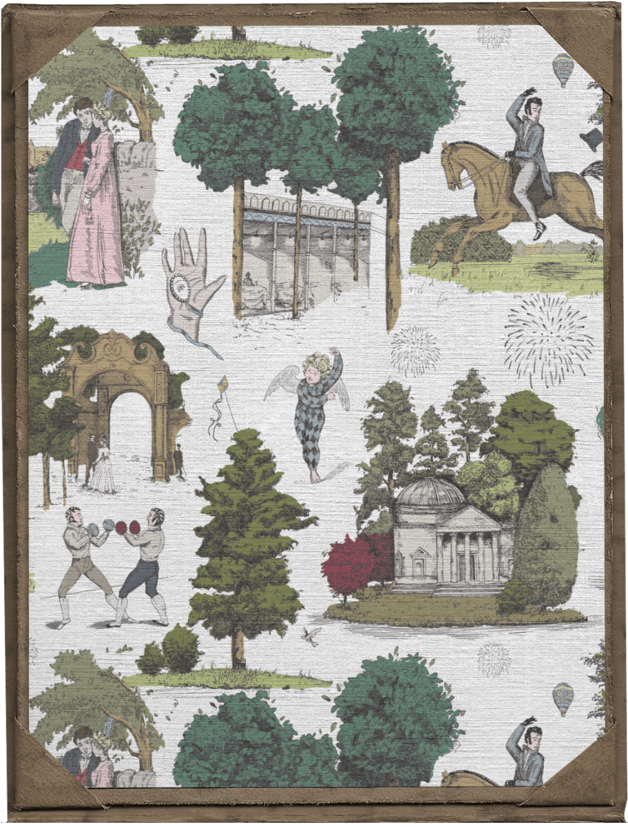 Vauxhall Garden Toile Print - Olivia Annabelle - original_value - medieval - historical