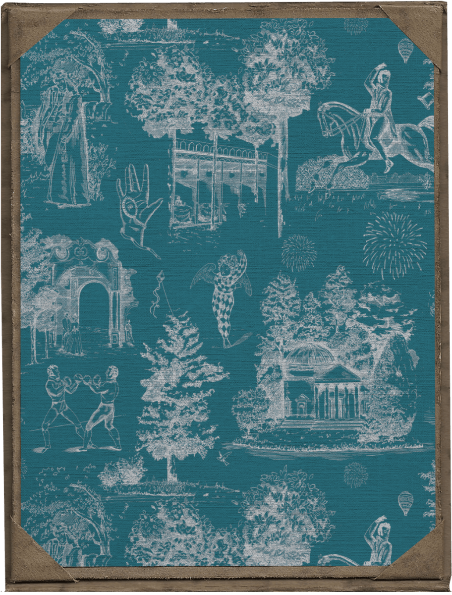 Vauxhall Teal Toile Print - Olivia Annabelle - original_value - medieval - historical