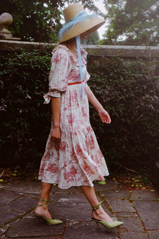 *Sample* Bates Dress in Pink Vauxhall Toile - Olivia Annabelle - #original_value - #medieval - #historical