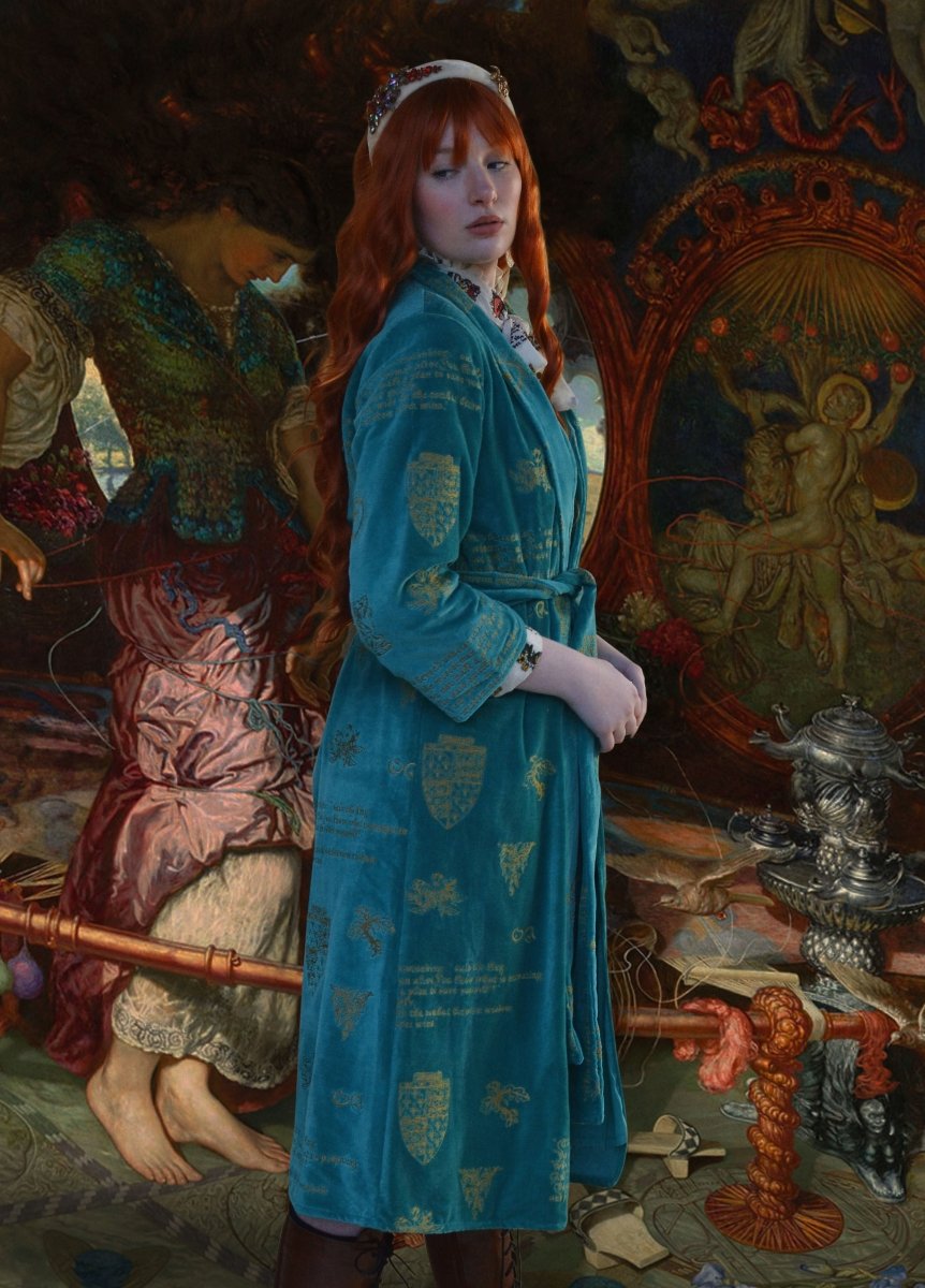 *Sample* Camelot Robe in Teal Gilded Embroidery - Olivia Annabelle - #original_value - #medieval - #historical