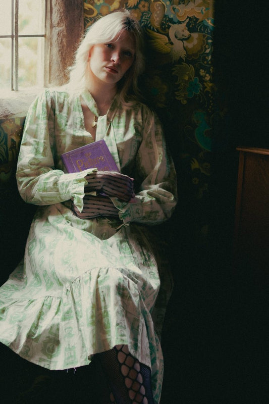 *Sample* Cecily Dress in Arsenic Gentleman Print - Olivia Annabelle - #original_value - #medieval - #historical