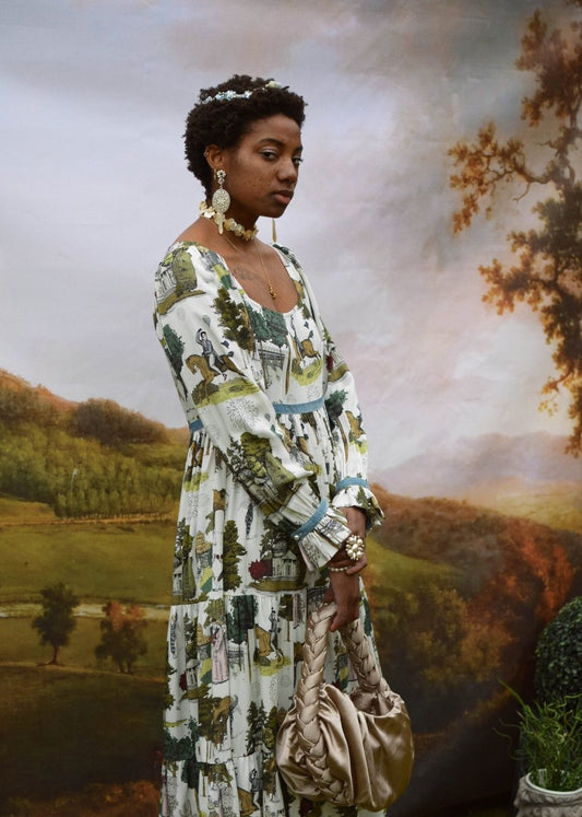 *Sample* Harriet Dress in Leafy Vauxhall Toile - Olivia Annabelle - #original_value - #medieval - #historical
