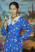 Load image into Gallery viewer, *Sample* Mademoiselle Dress in Indigo Ink Hercule Print - Olivia Annabelle - #original_value - #medieval - #historical
