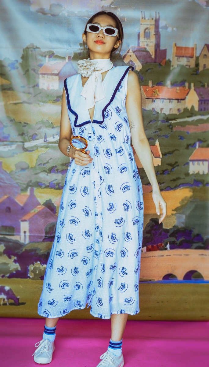 *Sample* Rachel Dress in Embroidered Deco Eye - Olivia Annabelle - #original_value - #medieval - #historical