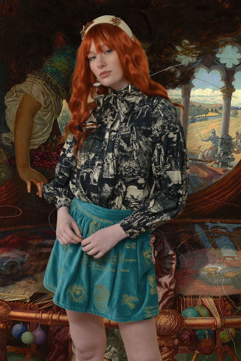 *Sample* Waterhouse Skort in Gilded Embroidery - Olivia Annabelle - #original_value - #medieval - #historical