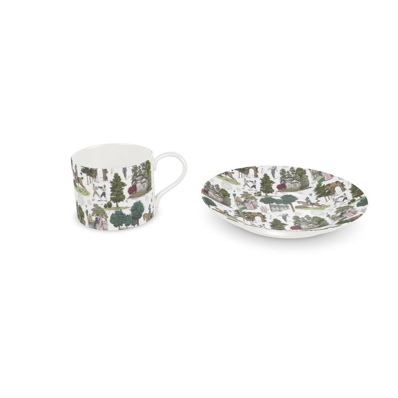 Vauxhall Gardens Leafy Toile Cup & Saucer - Olivia Annabelle - Cup and Saucer