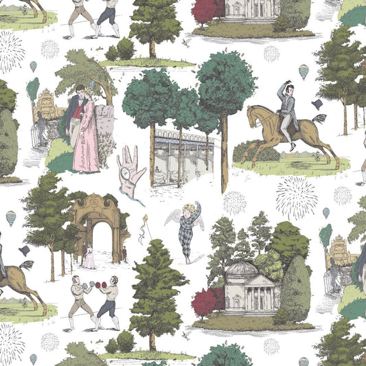 Vauxhall Gardens Leafy Toile Fabric - Olivia Annabelle - #original_value - #medieval - #historical
