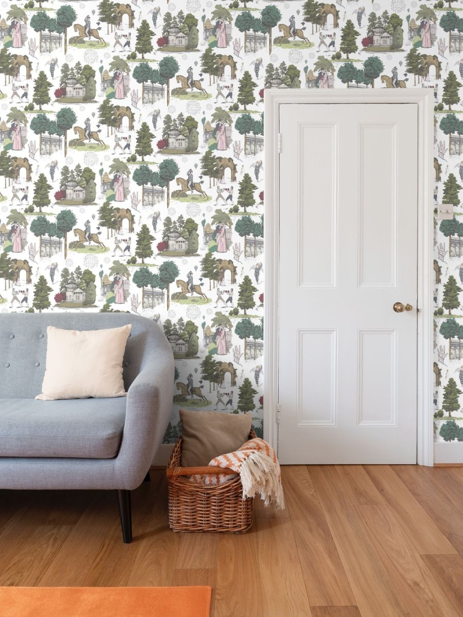 Vauxhall Gardens Leafy Toile Wallpaper - Olivia Annabelle - Repeat Pattern Wallpaper