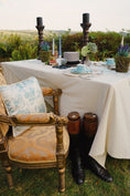 Load image into Gallery viewer, Vauxhall Gardens Powder Blue Toile Silk Cushion - Olivia Annabelle - Silk Cushions
