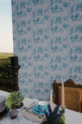 Load image into Gallery viewer, Vauxhall Gardens Powder Blue Toile Wallpaper - Olivia Annabelle - Repeat Pattern Wallpaper
