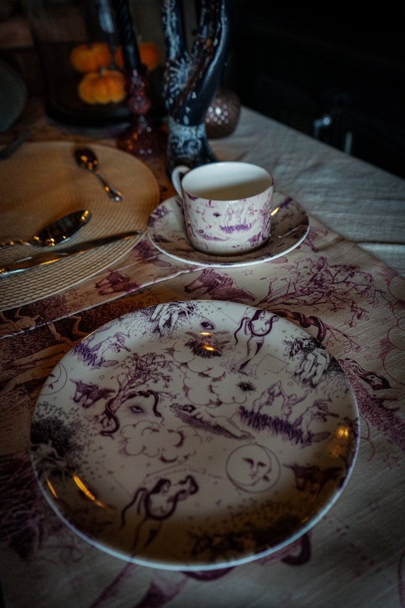 Witching Hour Aubergine Toile Cup & Saucer - Olivia Annabelle - Cup and Saucer