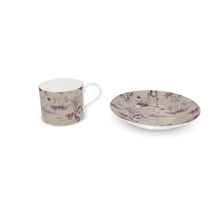 Witching Hour Aubergine Toile Cup & Saucer - Olivia Annabelle - Cup and Saucer