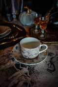 Load image into Gallery viewer, Witching Hour Bone Toile Cup & Saucer - Olivia Annabelle - #original_value - #medieval - #historical
